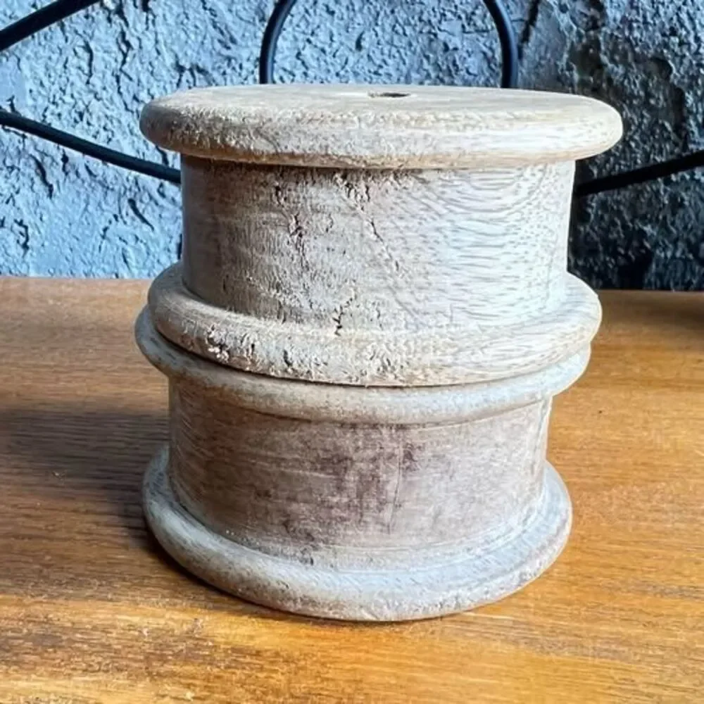 Wooden Spool Pair - Rustic Neutral Decor
